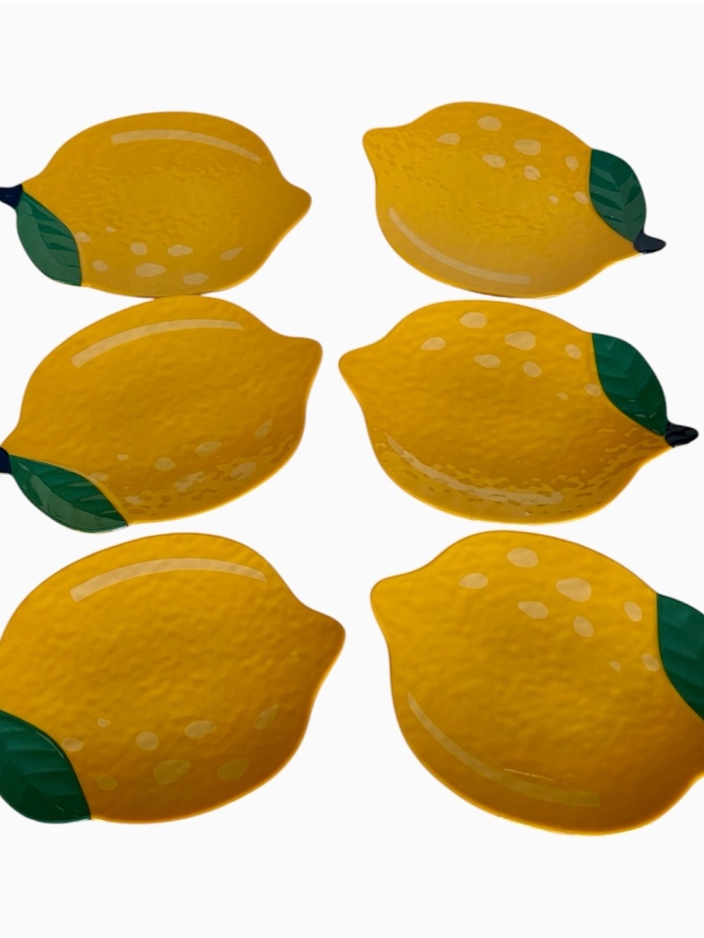 Melamine 6 Lemon Dessert Plates 5”x7” New